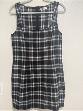 Reformation Black and White Plaid Sleeveless Shift Dress